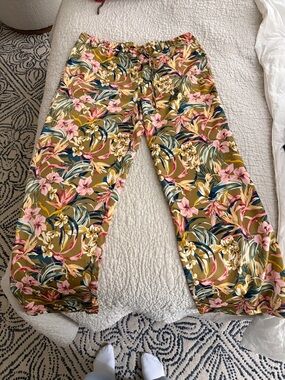 Tommy Bahama Floral Elastic Waist Wide Leg Pants in Mustard, Pink & Navy